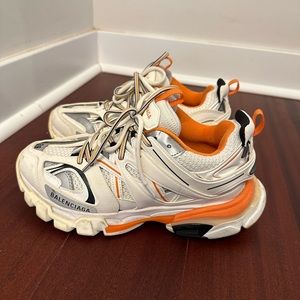 Balenciaga track sneaker in orange and white. No box or dust bag.